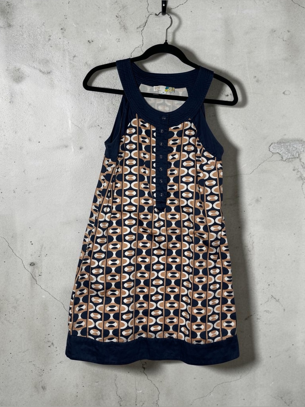Forever 21 Retro Style Swing Dress Medium blue orange